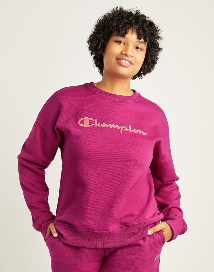 Champion Powerblend Fleece Relaxed Crew Script Logo Sweatshirt Dames - Roze - Belgie 6238SWFIM